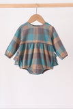 Teal Plaid Ruffle Bubble