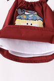 Maroon Scarecrow Embroidery Bloomer Set
