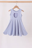 Dusty Blue Scalloped Dress