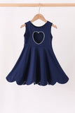 Navy Scalloped Dress