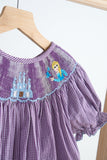 Purple castle hand smocked gingham dress