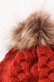 Caramel pompom  cable beanie hat