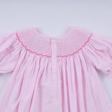 Pink christmas tree hand smocked dress