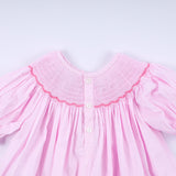 Pink christmas tree hand smocked ruffle pants set