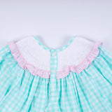 Mint christmas nutcracker hand smocked gingham ruffle pants set