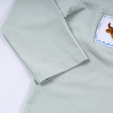 Sage cow hand smocked gingham pants set