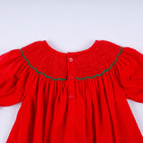 Red christmas tree hand smocked dress