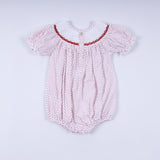 Red gingerbread hand smocked bubble