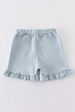 Blue basic ruffle shorts