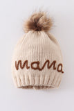 Hand embroidered pom pom beanie hat mommy&me