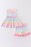 Rainbow pastel plaid girl set