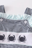 Mint crab embroidery ruffle one-piece girl swimsuit