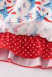 Red patriotic star flag print dress