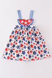 Patriotic star print watermelon applique dress