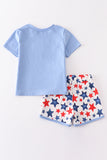 Patriotic star print watermelon applique boy set