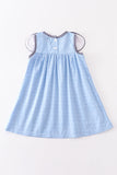 Blue patriotic flag embroidery swiss dot dress