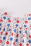 Red patriotic star print girl set