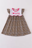 Leopard print I love MOM embroidery dress
