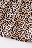 Leopard print I love MOM embroidery girl set
