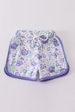 Purple floral print girl shorts