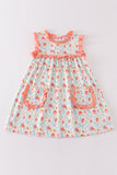 Coral floral print ruffle dress
