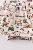 Coral farm animal print girl bubble