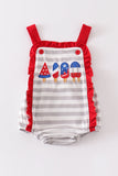 Patriotic popsicle applique stripe girl bubble