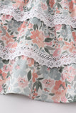 Floral print smocked girl dress