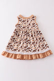 Brown cow print girl dress