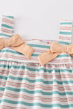 Green stripe bow dress