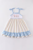 Multicolored stripe ice cream applique dress
