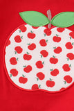 Red apple applique boy set