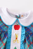 Teal apple ABC embroidery bubble