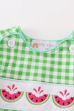 Green watermelon embroidery boy bubble