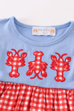 Red plaid lobster applique dress