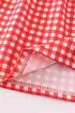Red plaid lobster applique dress