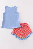 Red plaid lobster applique girl set