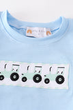 Blue tractor embroidery boy set