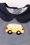 Navy bus french knot girl set