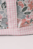 Pink floral plaid tote bag