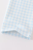 Blue gingham cow embroidery smocked boy set