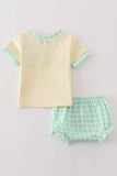 Yellow character french knot baby boy set