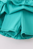 Green active sporty ruffle tennis dress