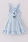 Blue active sporty ruffle tennis dress
