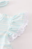 Blue stripe ruffle dress