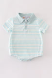 Blue stripe ruffle boy bubble