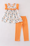 Orange character ruffle girl set