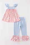 Pink character print girl set