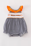 Navy WAR EAGLE embroidery stripe girl bubble