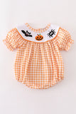 Orange halloween embroidery plaid girl bubble